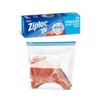 Ziploc Freezer Quart Slider Bags, 15 count
