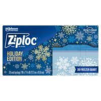 Ziploc Brand Freezer Quart Seal Top Bags Holiday Edition, 38 count