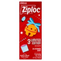 Ziploc Brand Storage Quart Seal Top Bags Holiday Edition, 24 count