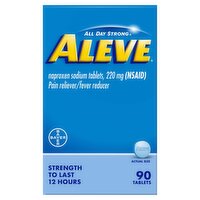 Aleve All Day Strong Naproxen Sodium Tablets, 220 mg, 90 count, 90 Each