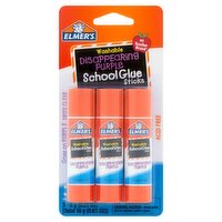 Elmer's Washable Disappearing Purple School Glue Sticks, 0.21 oz, 3 count, 0.63 Ounce