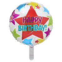 White "Happy Birthday" Star Balloon, 1 count