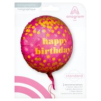 Anagram Holographic Pink Standard Decorative Balloon, 1 Each