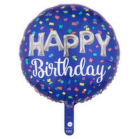Happy Birthday Standard Round Decorative Balloon, 17 in, 1 count