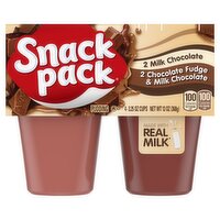 Snack Pack Milk Chocolate and Chocolate Fudge & Milk Chocolate Pudding, 3.25 oz, 4 count, 13 Ounce