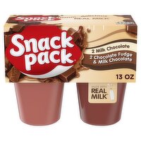 Snack Pack Milk Chocolate and Chocolate Fudge & Milk Chocolate Pudding, 3.25 oz, 4 count