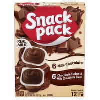 Snack Pack Milk Chocolate and Chocolate Fudge & Milk Chocolate Swirl Pudding, 3.25 oz, 12 count, 39 Ounce