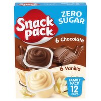 Snack Pack Sugar Free Chocolate and Vanilla Pudding Family Pack, 3.25 oz, 12 count