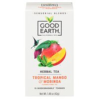 Good Earth Tropical Mango & Moringa Herbal Teabags, 15 count, 1.48 oz