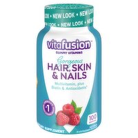 Vitafusion Gorgeous Hair, Skin & Nails Natural Raspberry Flavor Dietary Supplement, 100 count