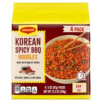 Maggi Korean Spicy BBQ Noodles, 3 oz, 4 count, 12.2 Ounce