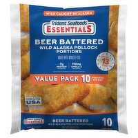 Trident Seafoods Essentials Beer Battered Wild Alaska Pollock Portions Value Pack, 10 count, 19 oz