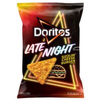 Doritos Late Night Sizzlin' Cheese Burger Flavored Tortilla Chips, 9 oz