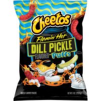 Cheetos Puffs Cheese Flavored Snacks Flamin Hot Dill Pickle, 8 Oz