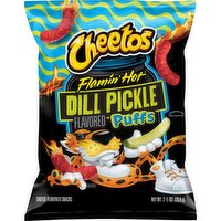 Cheetos Puffs Cheese Flavored Snacks Flamin Hot Dill Pickle Flavored 2 1/2 Oz
