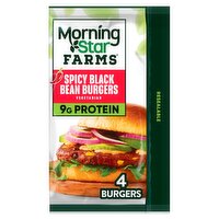 MorningStar Farms Spicy Black Bean Vegetarian Burgers, 4 count, 9.5 oz