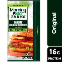 MorningStar Farms Grillers Original Plant-Based Burgers Value Pack, 8 count, 18 oz