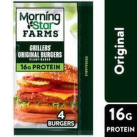 MorningStar Farms Grillers Original Plant Based Burgers, 4 count, 9 oz