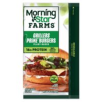 MorningStar Farms Grillers Prime Plant-Based Burgers, 4 count, 10 oz