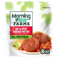 MorningStar Farms Hot & Spicy Vegan Sausage Patties, 6 count, 8 oz