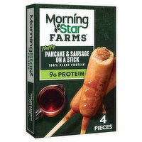 MorningStar Farms Fluffy Vegan Pancake & Sausage on a Stick, 4 count, 9.7 oz