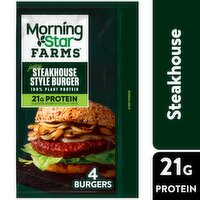 Morning Star Farms Juicy Steakhouse Style Vegan Burgers, 4 count, 16 oz