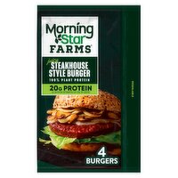 Morning Star Farms Juicy Steakhouse Style Vegan Burgers, 4 count, 16 oz