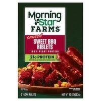Morning Star Farms Sauced Sweet BBQ Vegan Riblets, 2 count, 10 oz