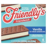 Friendly's Friendwich Vanilla Ice Cream Sandwiches, 4 fl oz, 6 count