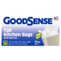 Good Sense 13 Gal. Lemon Scent Tall Kitchen Bags with Flap Ties, 25 count, 25 Each