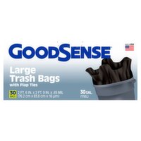 Good Sense 30 Gal. Large Trash Bags with Flap Ties, 30 count