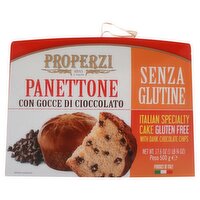 Properzi Panettone Italian Specialty Cake Gluten Free with Dark Chocolate Chips