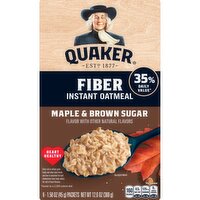 Quaker Instant Oatmeal Fiber Maple & Brown Sugar 1.58 Oz, 8 Count