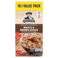 Quaker Instant Oatmeal Maple & Brown Sugar 1.51 Oz 18 Count