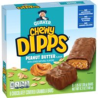 Quaker Chewy Dipps Chocolatey Covered Granola Bars Peanut Butter Flavor 1.05 Oz 6 Count