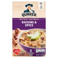 Quaker Raisins & Spice Instant Oatmeal, 1.51 oz, 8 count, 12.1 Ounce