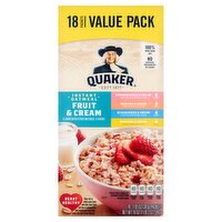 Quaker Fruit & Cream Instant Oatmeal Value Pack, 18 count, 1.05 oz