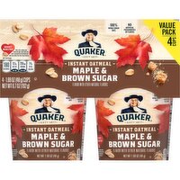 Quaker Instant Oatmeal Maple & Brown Sugar 6.7 Oz 4 Count Cup, 6.7 Ounce