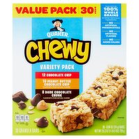 Quaker Chewy Granola Bars Variety Pack, 0.84 oz, 30 count