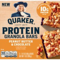 Quaker Protein Granola Bars Peanut Butter & Chocolate 1.41 Oz 5 Count, 7 Ounce