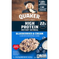 Quaker High Protein Instant Oatmeal Blueberries & Cream, 2.75 Oz X 4