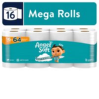 Angel Soft Unscented Bathroom Tissue Rolls, 16 count