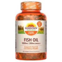 Sundown Clean Nutrition Fish Oil Dietary Supplement, 1000 mg, 200 count