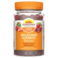 Sundown Clean Nutrition Melatonin Gummies Strawberry Flavored Dietary Supplement, 5mg, 60 count