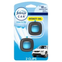 Febreze Car Intensity Dial Linen & Sky Air Freshener Vent Clips, 2 Count