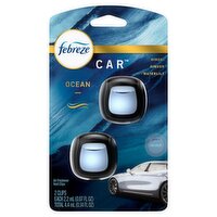 Febreze Car Ocean Scent Air Freshener Vent Clip, .07 oz. Car Vent Clip, 2 Count, 0.1 Fluid ounce