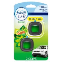 Febreze Car Original with Gain Scent Intensity Dial Air Freshener Vent Clips, 0.06 fl oz, 2 count, 0.1 Fluid ounce