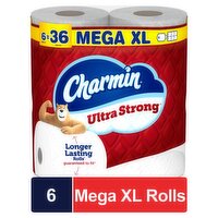 Charmin Ultra Strong Mega XL Rolls, 6 count