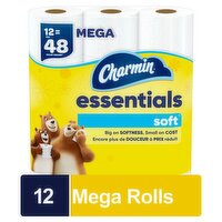 Charmin Essentials Soft Toilet Paper 12 Mega Rolls, 330 sheets per roll