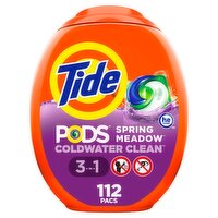 Tide Pods 3 in 1 Coldwater Clean Spring Meadow Detergent, 112 count, 98 oz